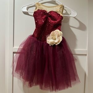 Weissman Burgundy and Velvet Sequin Dance Costume Childs Small SC